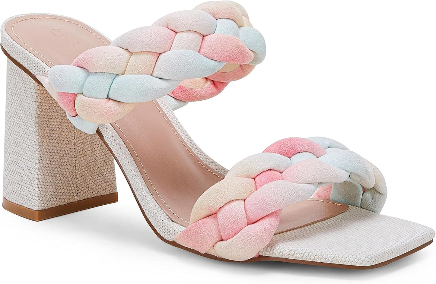 Syktkmx Womens Braided Heels Sandals for Summer Style