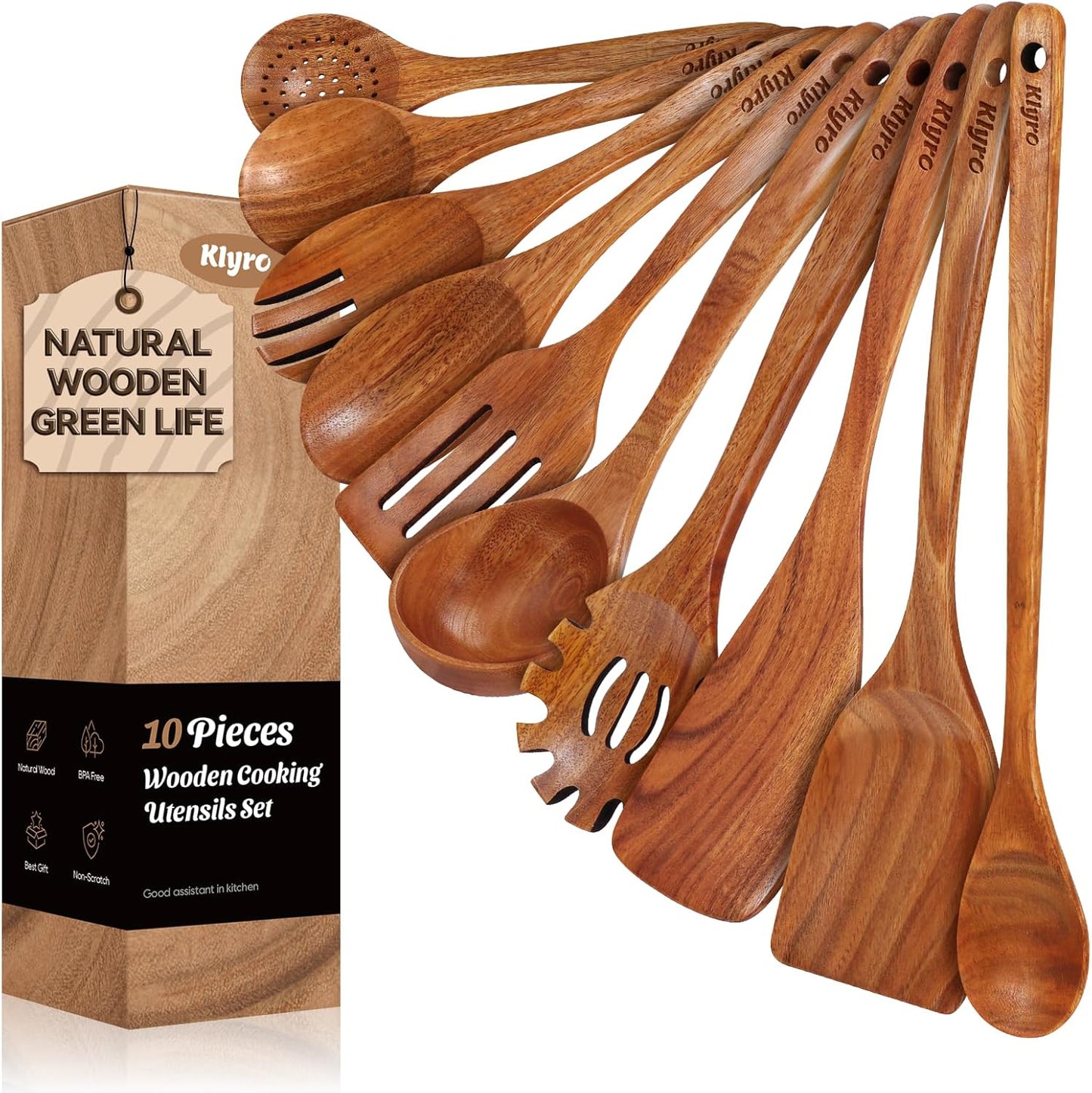 Teak Wooden Cooking Utensils Set for Premium Kitchen Cookware