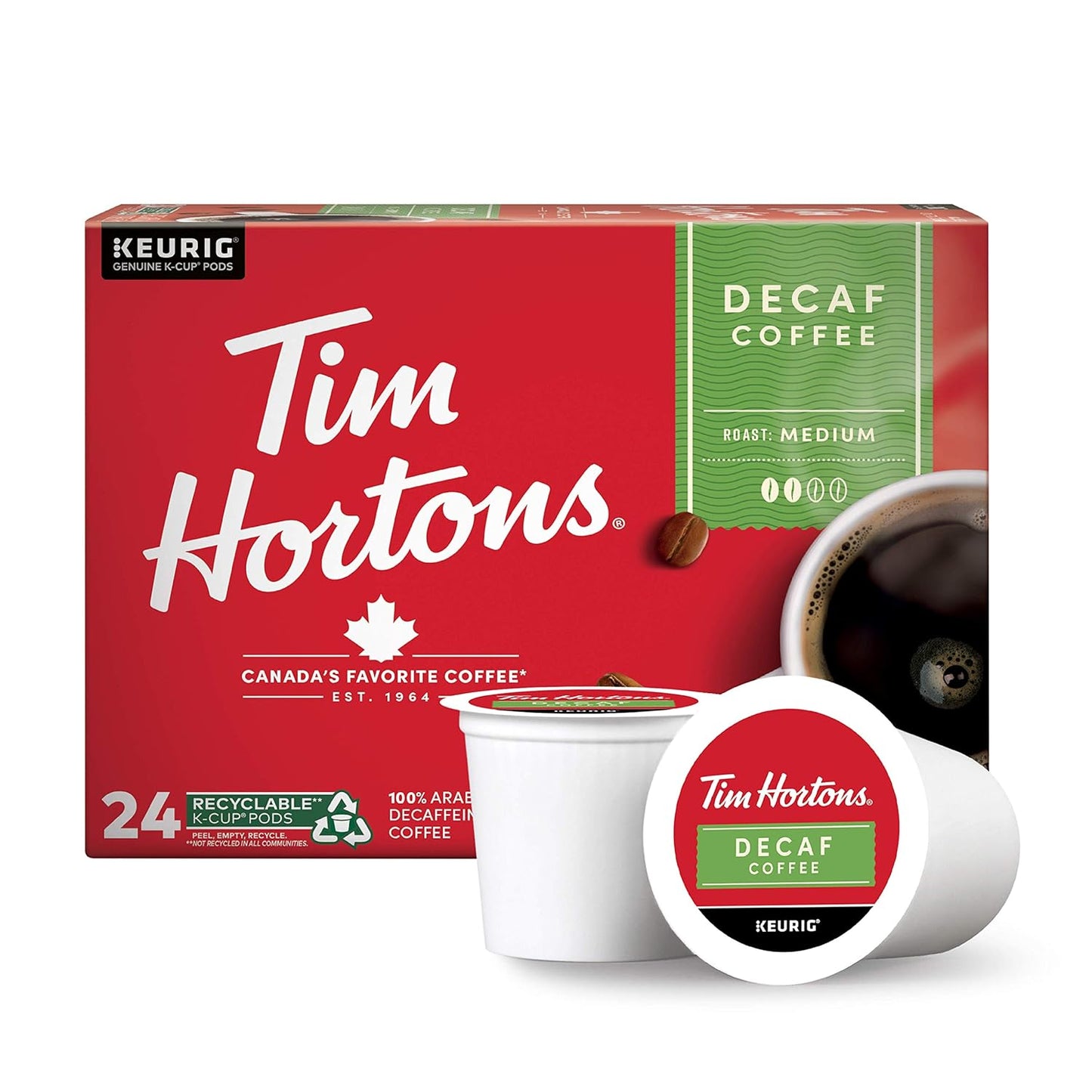 Tim Hortons Decaf Medium Roast Coffee K-Cup Pods 96ct