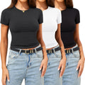 Womens Crew Neck Short Sleeve T Shirts 3/5 Pack - Soft Stretchy