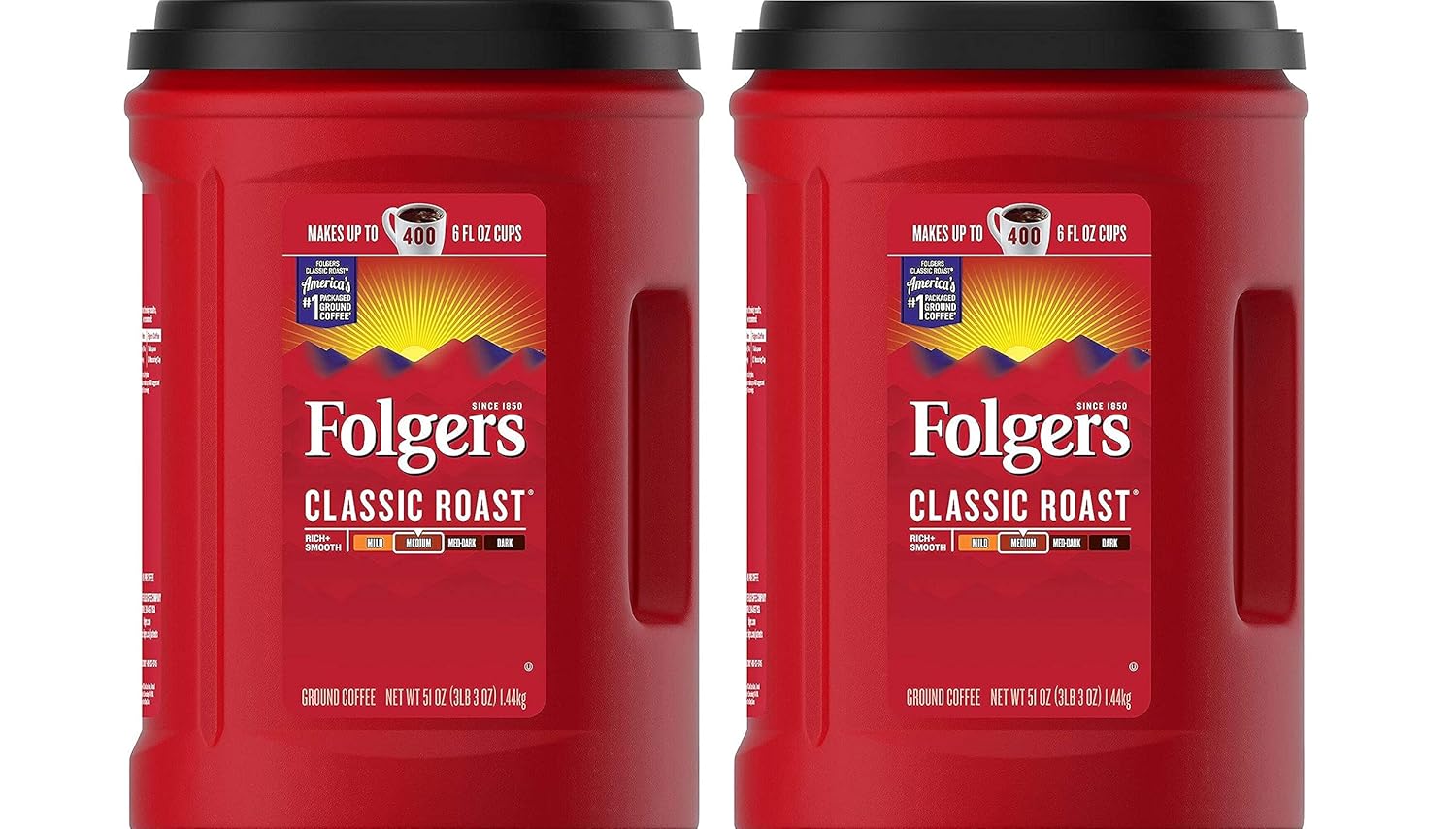 Folgers Classic Roast Ground Coffee 51 oz. 2 Pack Limited Edition