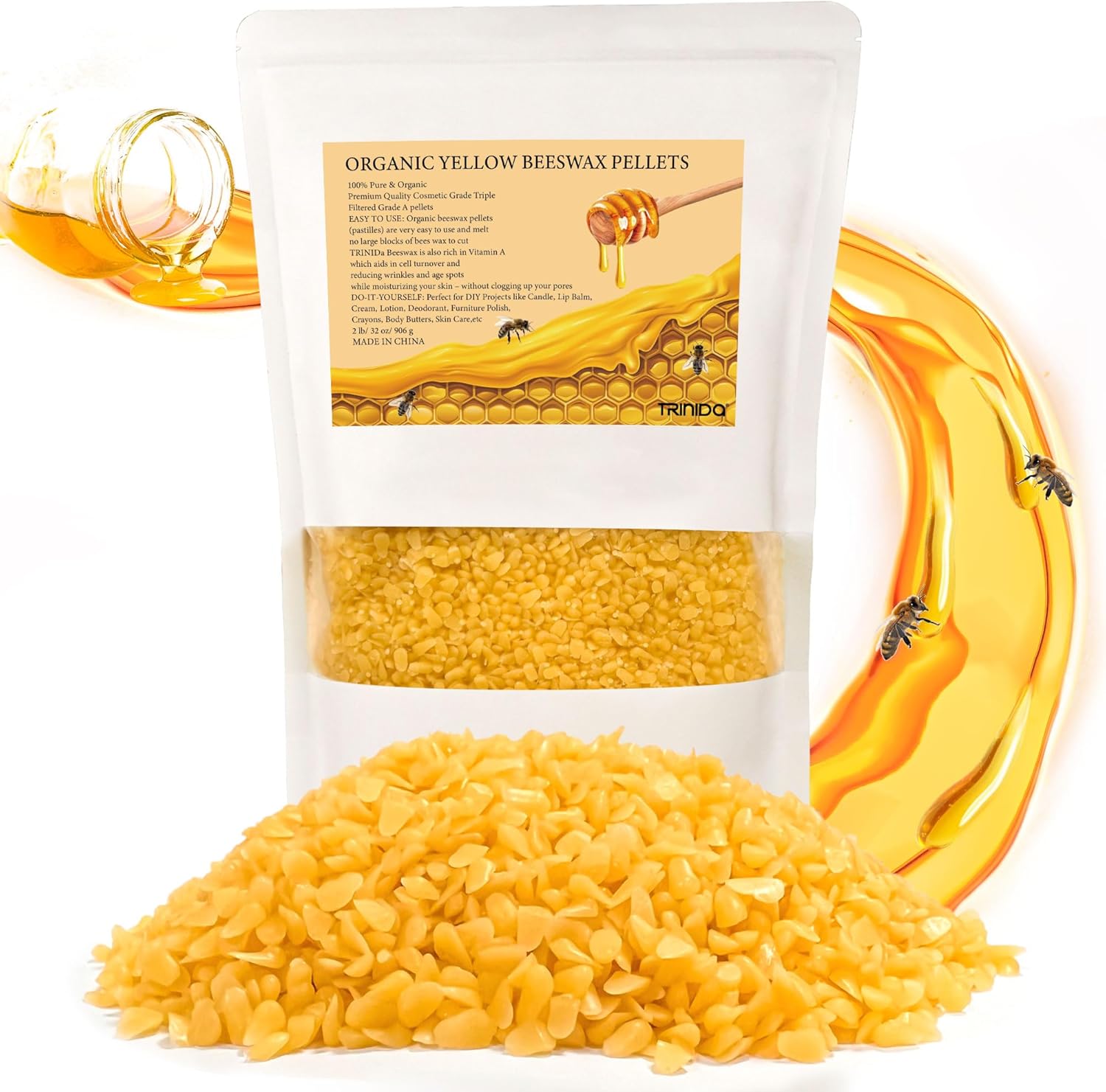 Organic Beeswax Pellets for DIY Crafting
