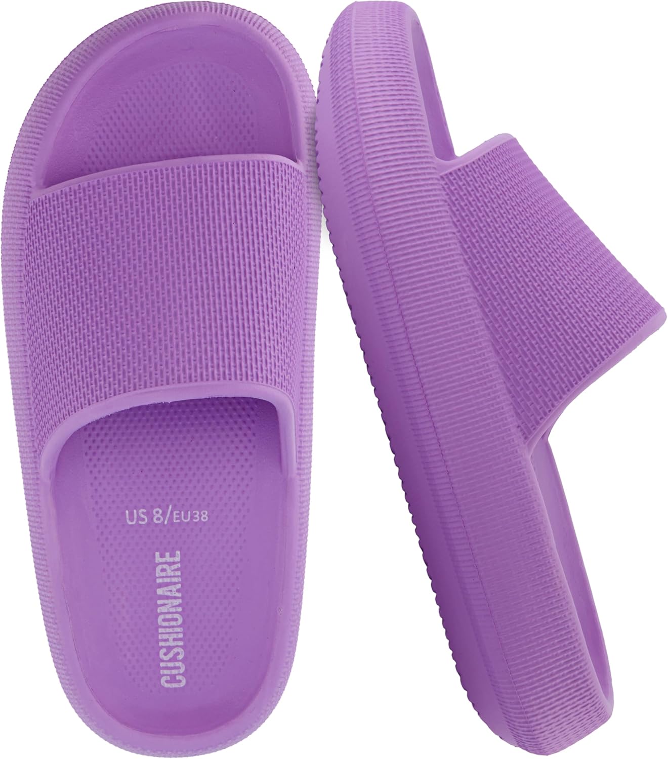 CUSHIONAIRE Feather EVA Slides for Women - Comfortable Slip On