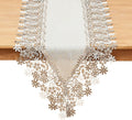 Natural Neutral Earth Tones Floral Lace Table Runner for Home