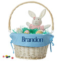 Personalized Willow Easter Basket with Folding Handle - Light Blue