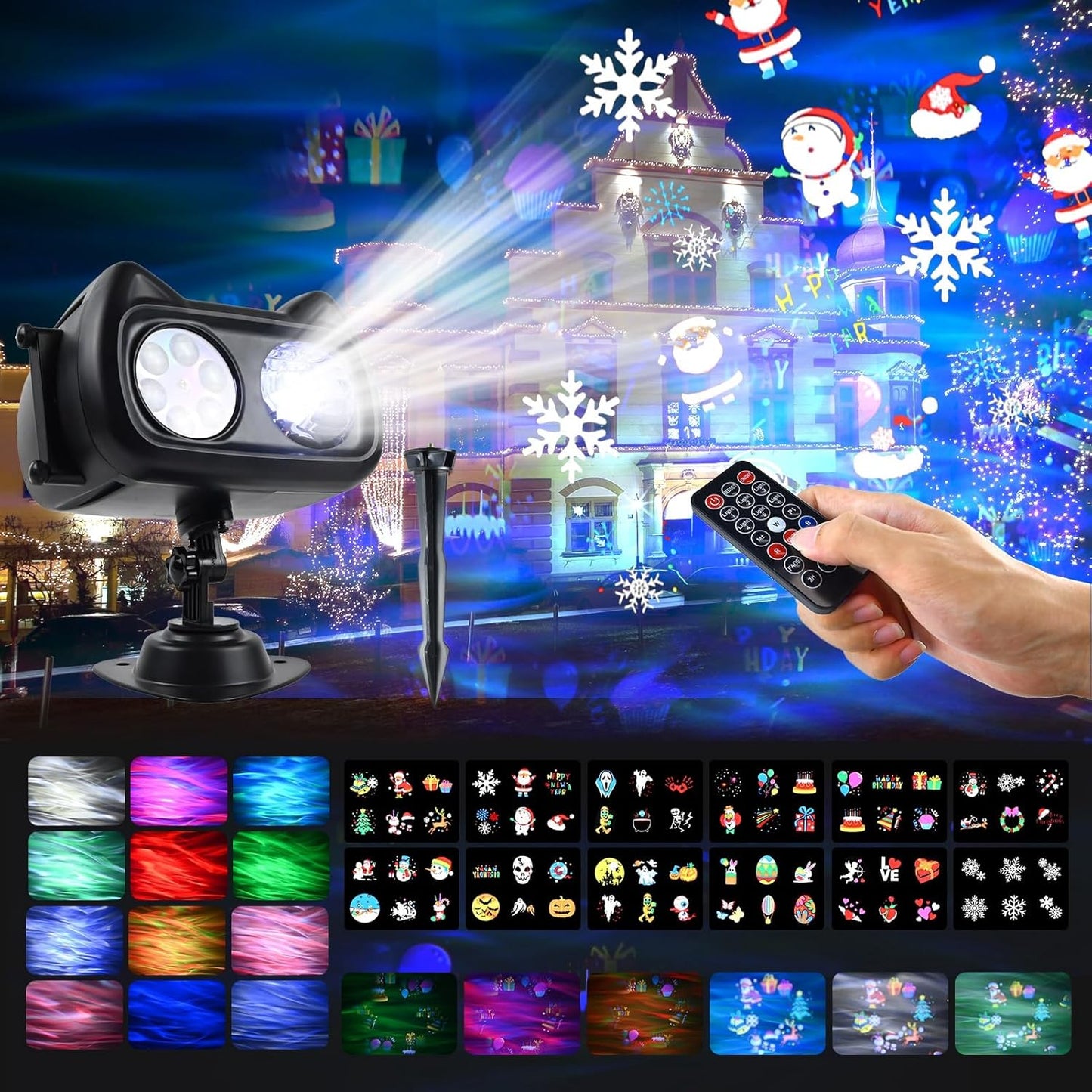2023 Christmas Ocean Wave Projector: 8 Holiday Themes!