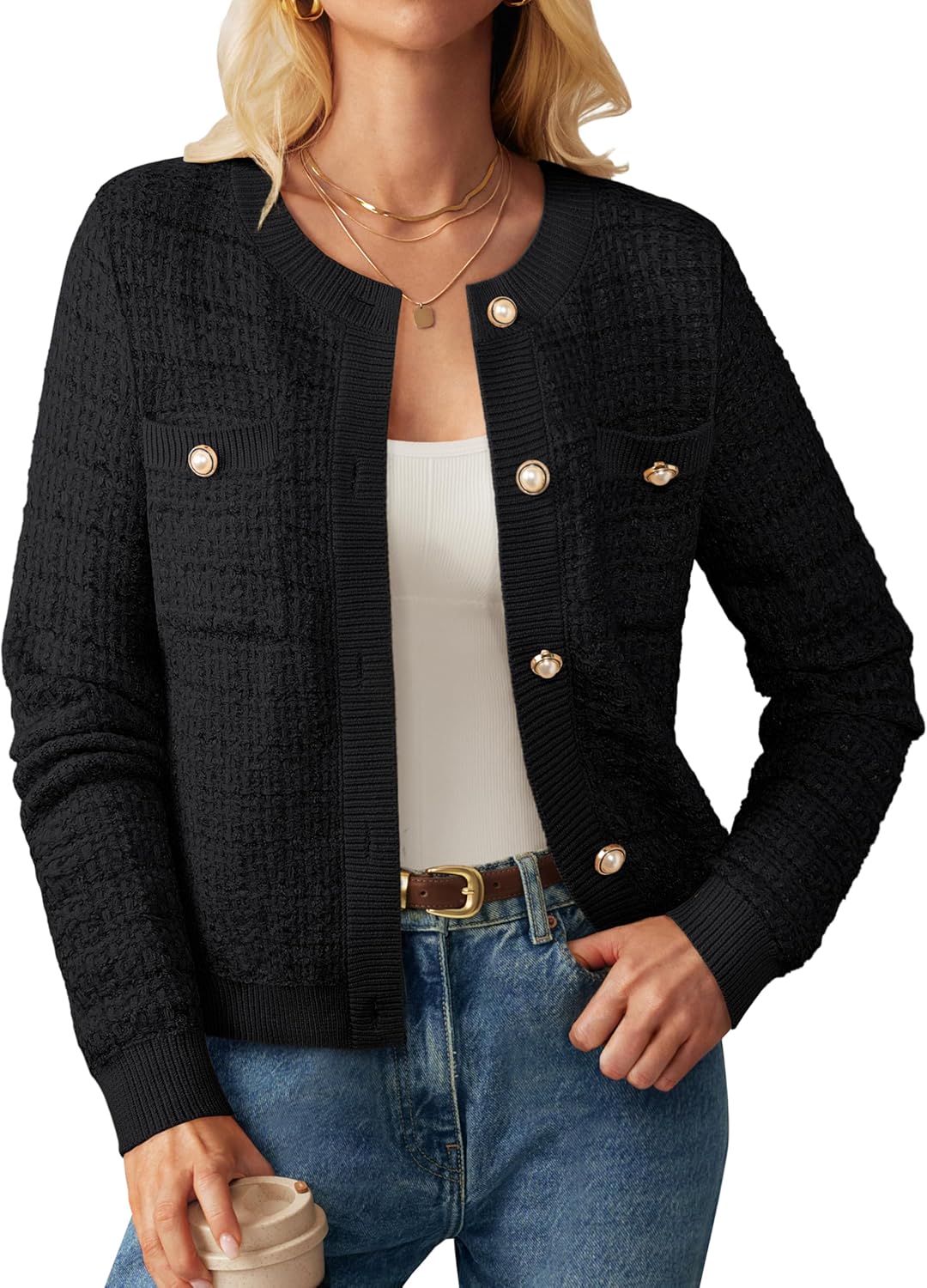 GRACE KARIN Womens Open Front Button Down Cardigan Sweater