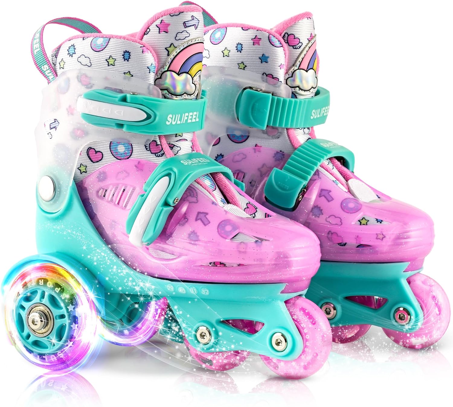 SULIFEEL Adjustable Roller Skates for Kids with Light Up Wheels