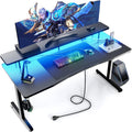 55 Inch Gaming Desk with Monitor Stand and Power Outlet - Ergonomic