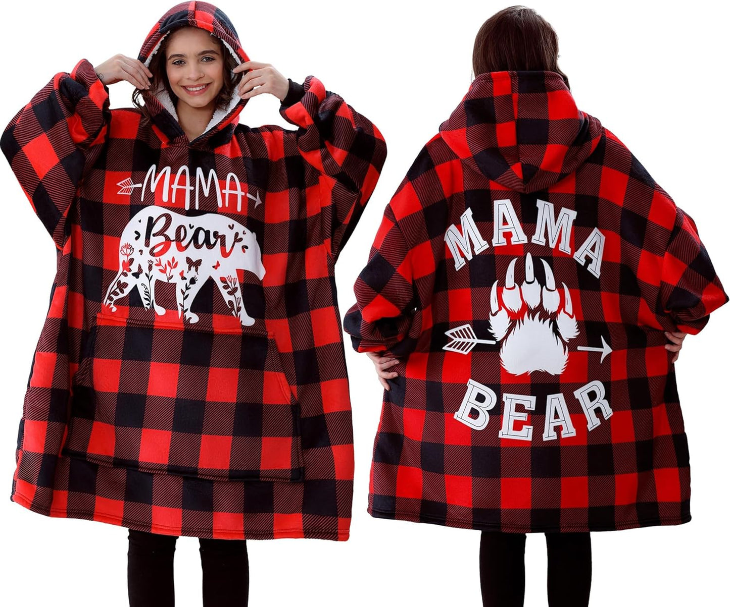 Mama Bear Sherpa Hoodie Blanket by Remifa