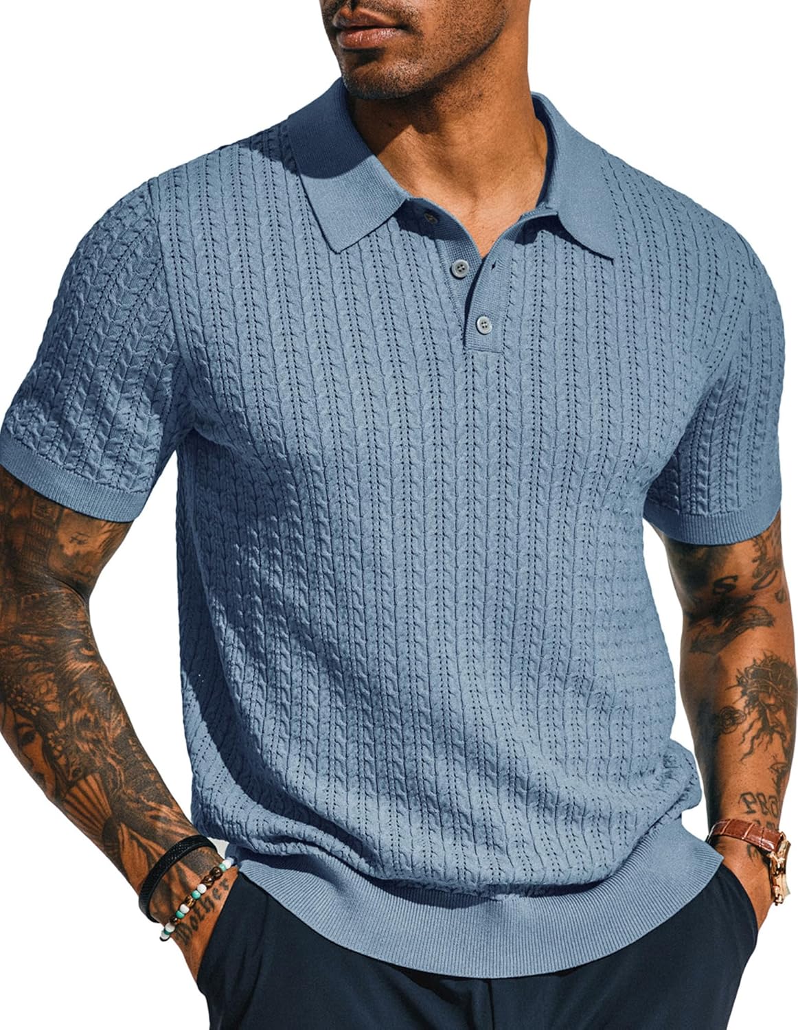 PJ PAUL JONES Mens Knit Polo Shirt for Comfort and Style