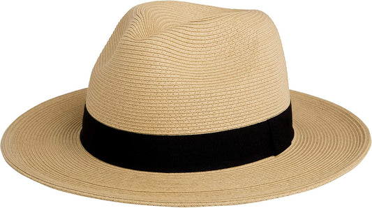 Pineapple&Star Sun Straw Fedora Beach Hat with UPF 50+ Protection