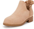 Girls Ruffled Ankle Boots V Cut Out Chunky Low Heel - Dressy Comfort 1