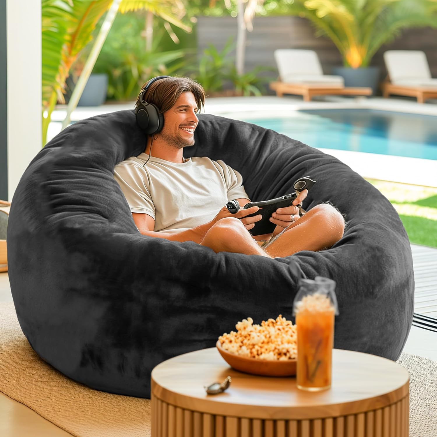 Premium 4ft Codi Bean Bag: Comfy & Washable, Charcoal Grey