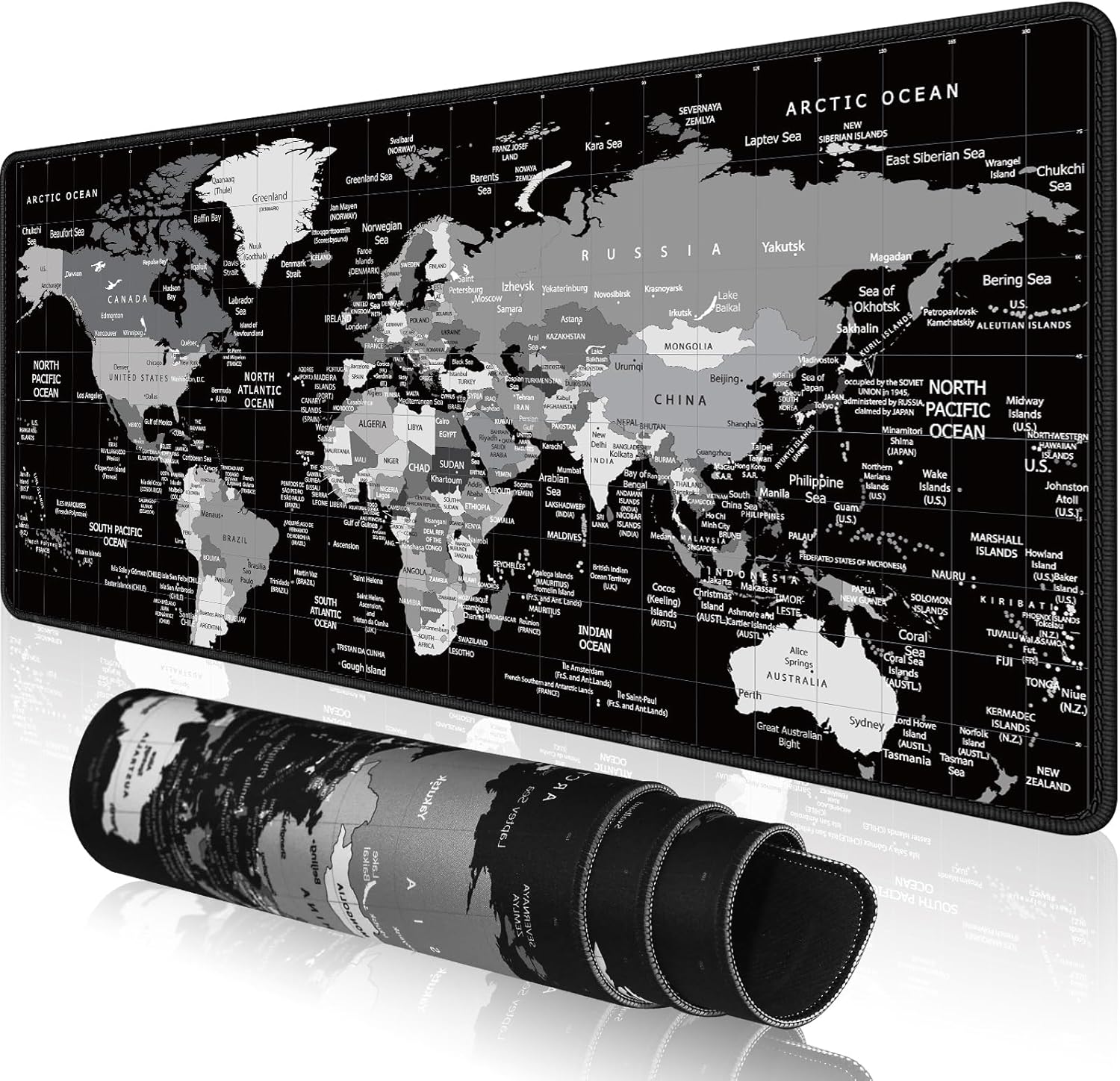 XL World Map Gaming Mouse Pad, Waterproof, Non-Slip Base - KMLVILE