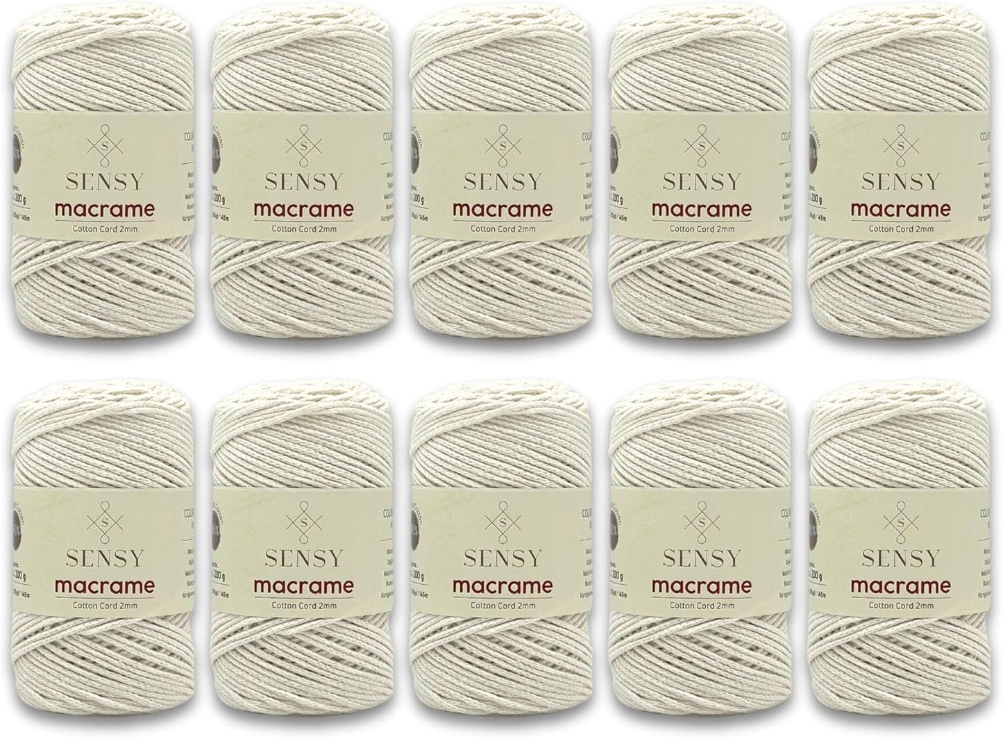10 Skeins of 2mm Recycled Cotton Macrame Cord for Crafts