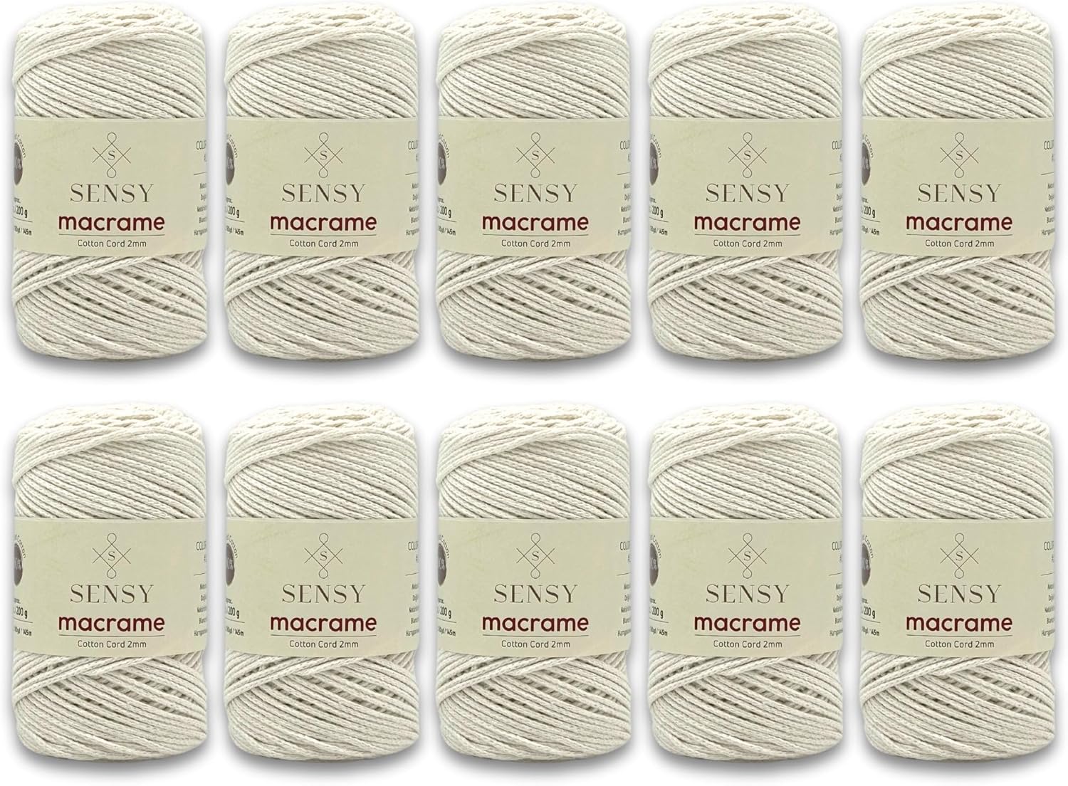 10 Skeins of 2mm Recycled Cotton Macrame Cord for Crafts
