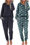 Ekouaer 2 Pack Womens Pajama Sets Long Sleeve Lounge Sets - Soft, Cozy