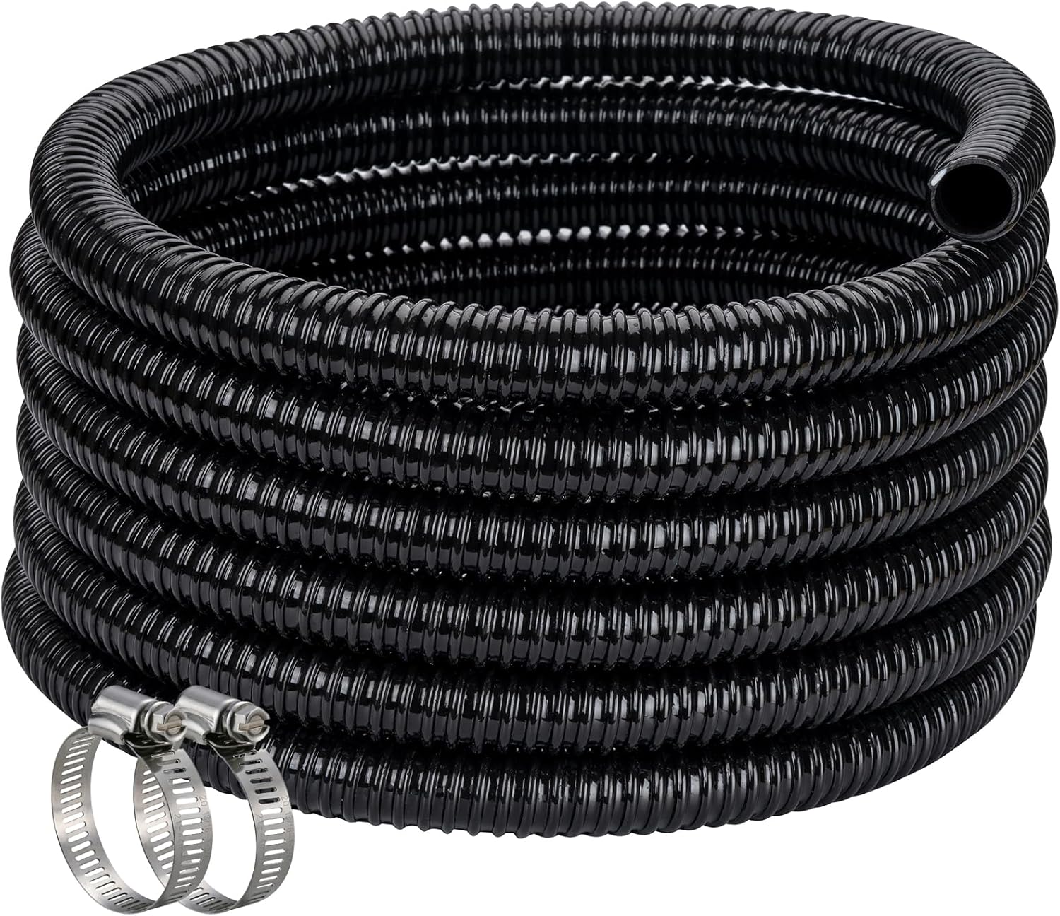 Pond Hose ID 1-1/2 50ft Black Flexible PVC Tubing for Water