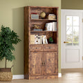 71.4 in Tall Bookshelf with Drawers & Cabinet - Space-Saving Organizer