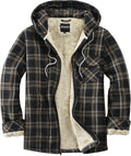 Men's Full Zip Fleece Flannel Jacket Shirt Plaid Cotton Hoodie - Warm