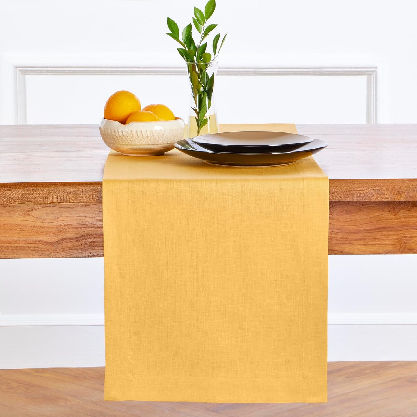 Mustard Yellow Linen Table Runner 14 x 90 Inch for Stylish Decor