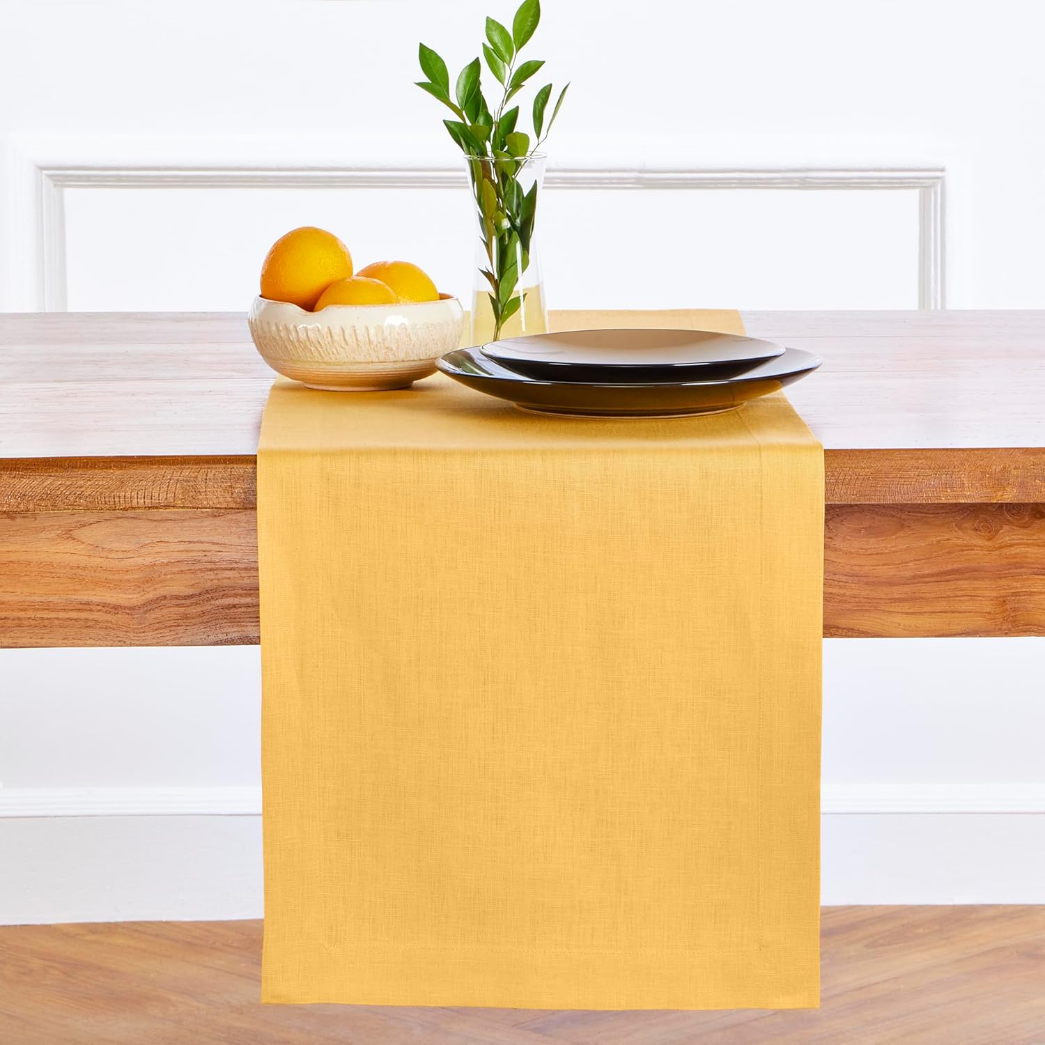 Mustard Yellow Linen Table Runner 14 x 90 Inch for Stylish Decor