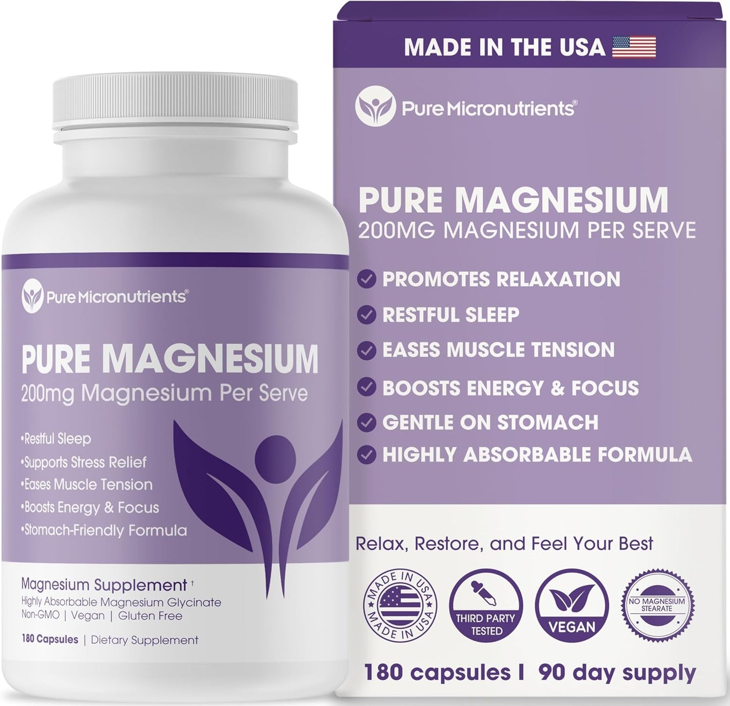 Chelated Magnesium 200mg, 180 Count
