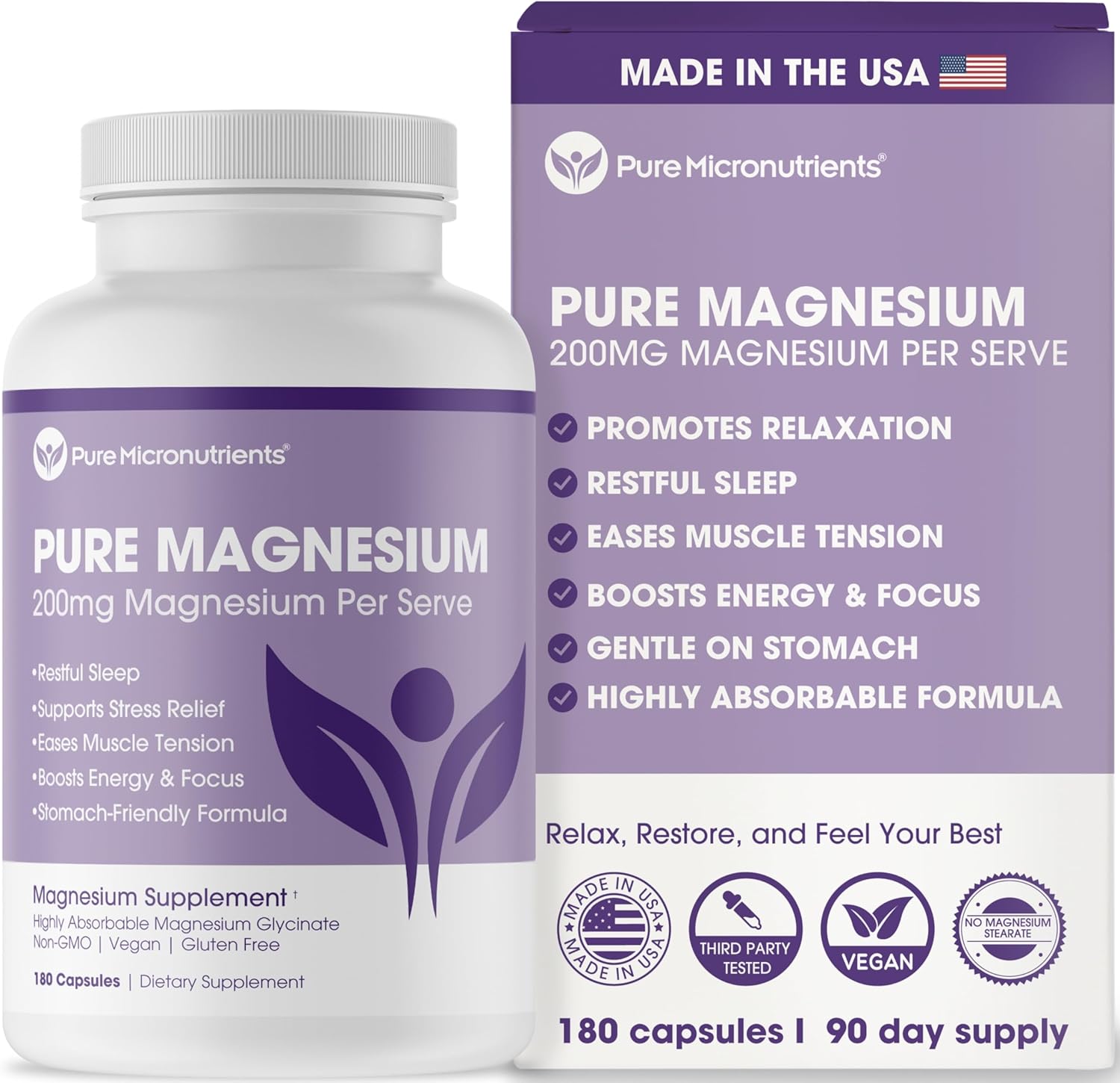 Chelated Magnesium 200mg, 180 Count