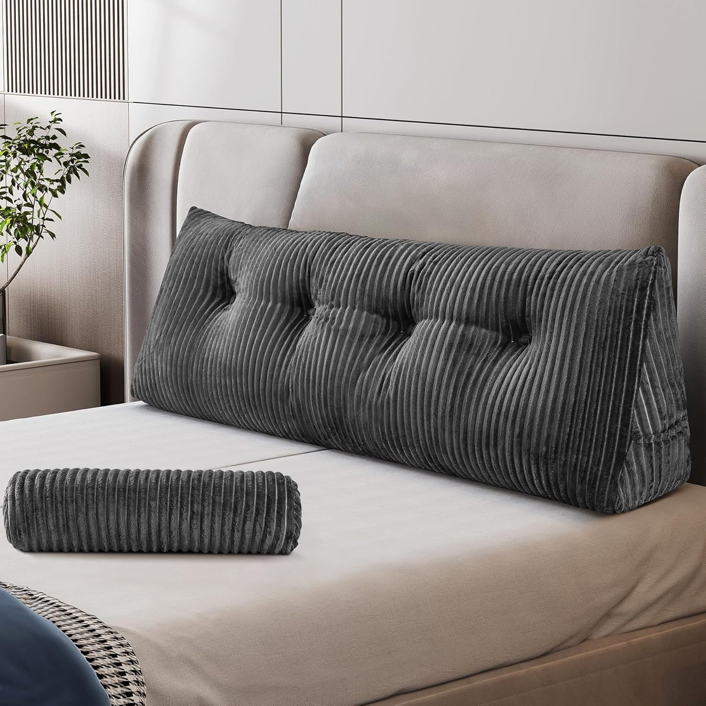 Large Wedge Pillow for Bed Sitting Up, Ergonomic Backrest Cushion