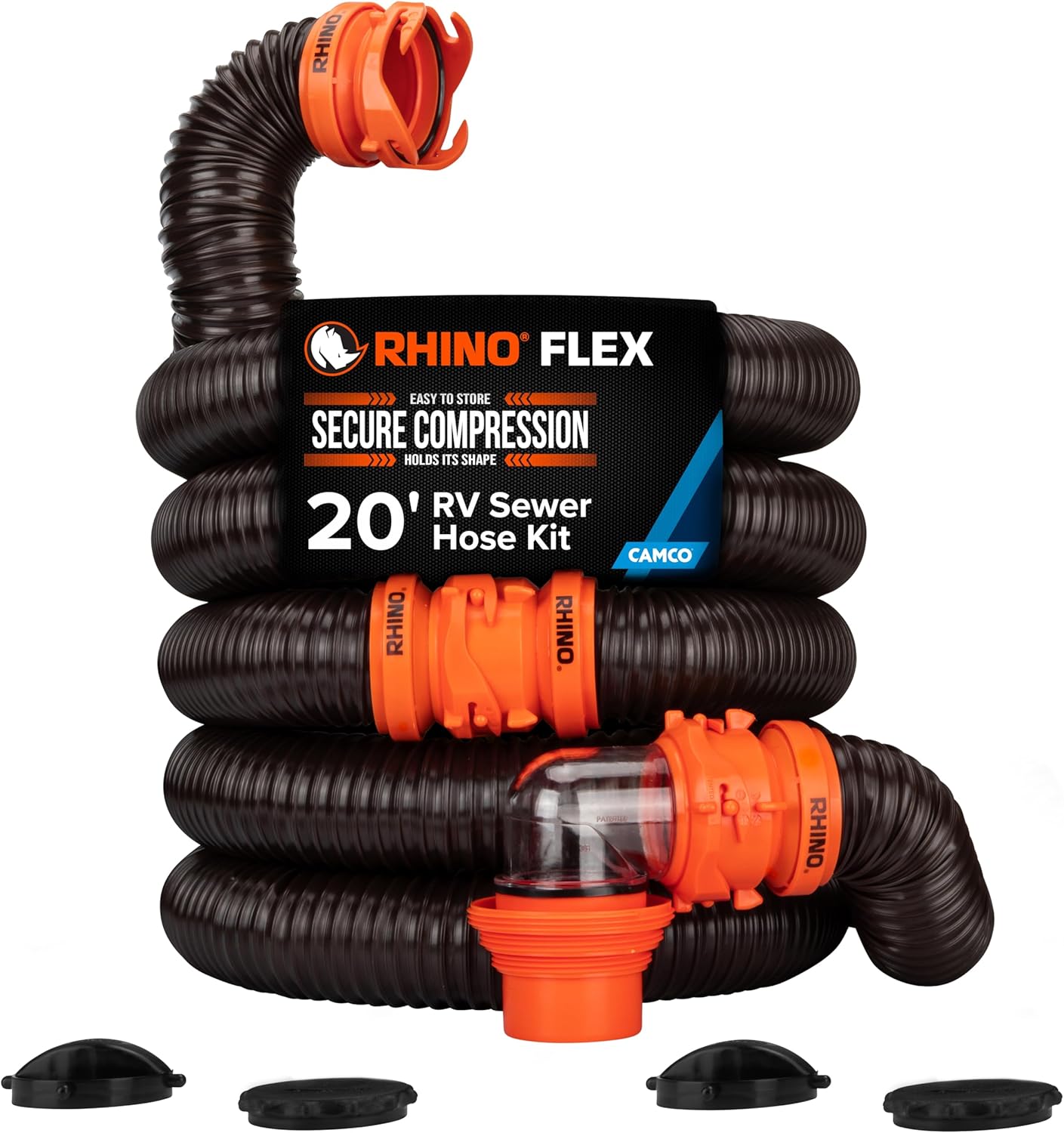 RhinoFLEX 20-Ft RV Sewer Hose Kit for Easy Tank Dumping