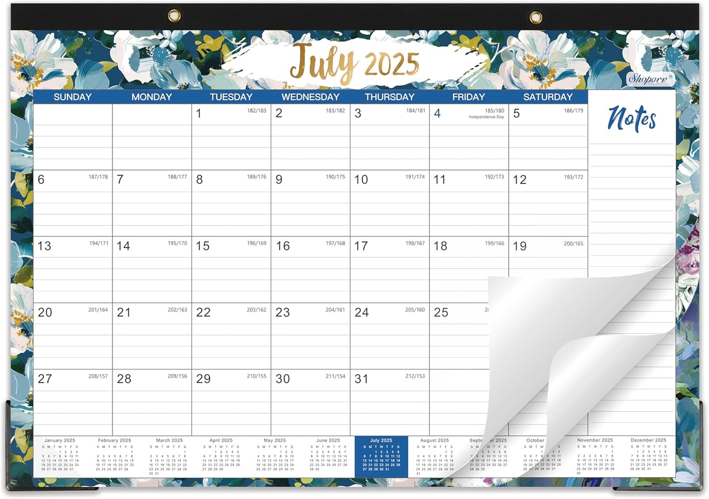 2025-2026 Large Floral Desk Calendar - Home & Office Organizer