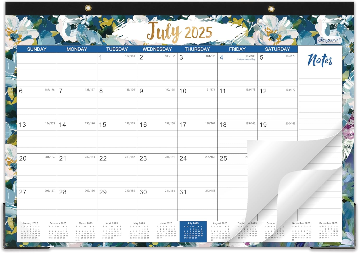 2025-2026 Large Floral Desk Calendar - Home & Office Organizer