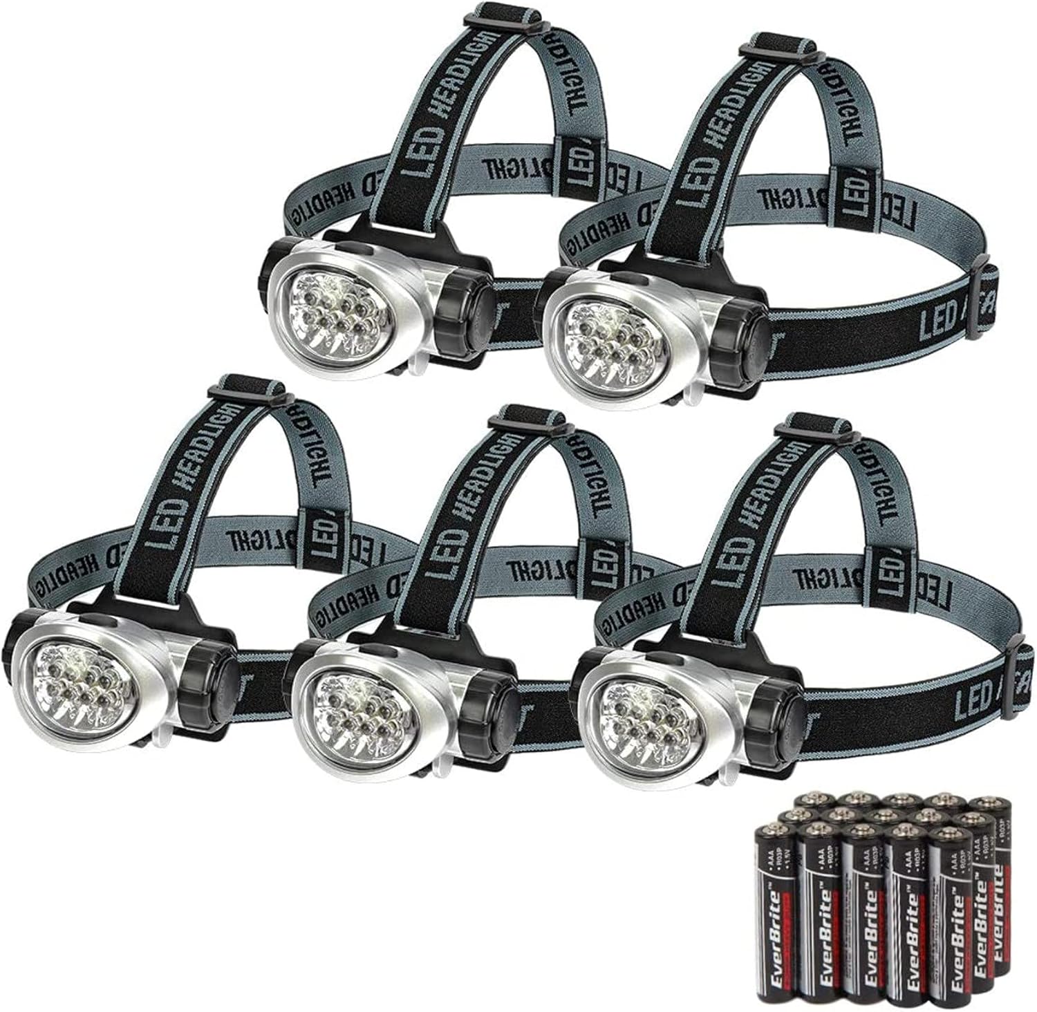EverBrite 5-Pack LED Headlamp - Bright, Versatile Lighting