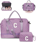 Birthday Gifts for Women Initial Duffle Bag with Shoe Compartment