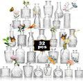 Glass Bud Vase Set of 32PCS Mini Clear Bud Vases - Vintage Table