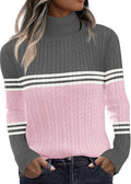 Zeagoo Womens Turtleneck Cable Knit Long Sleeve Pullover - Fitted
