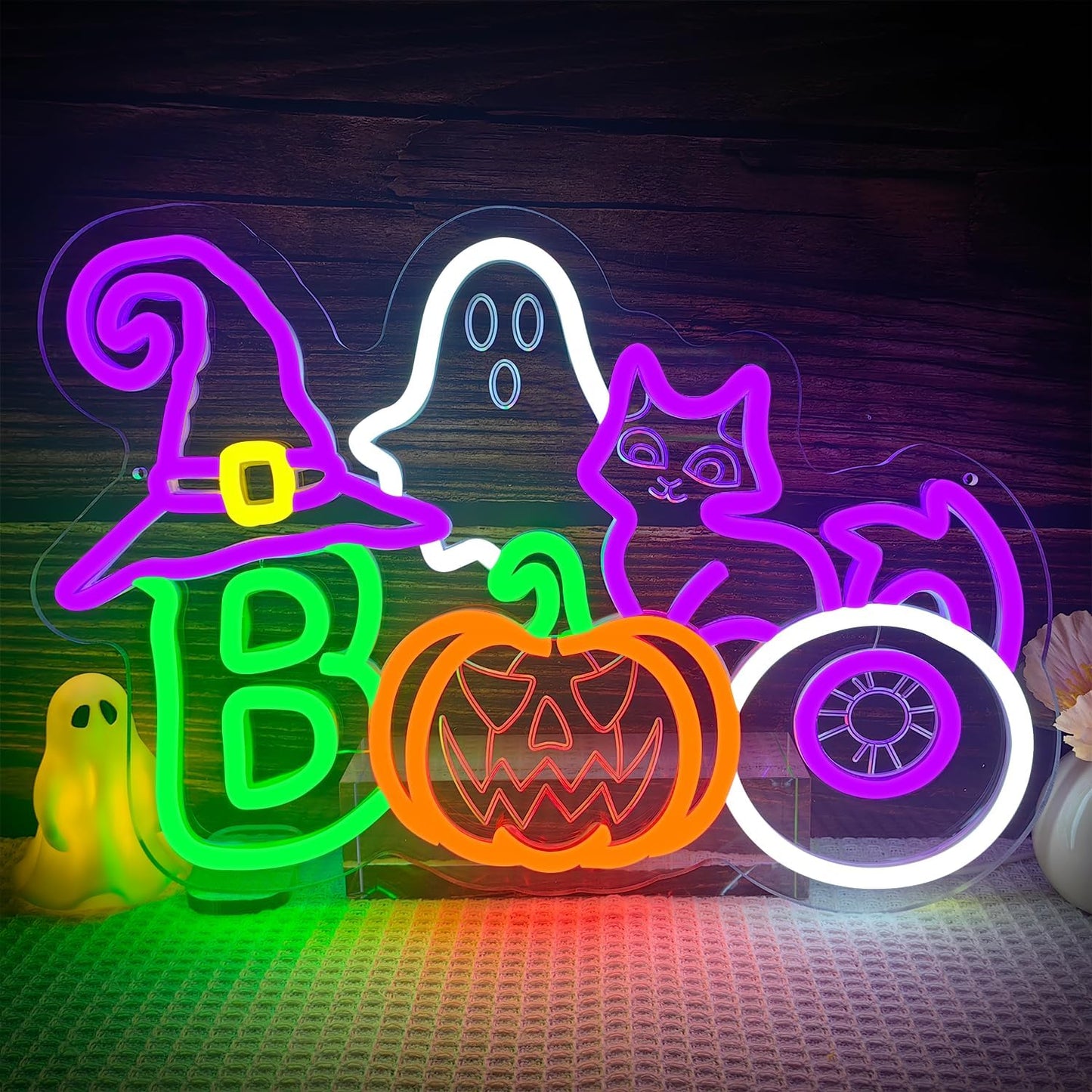 Halloween Neon Sign BOO Ghost Light for Festive Atmosphere