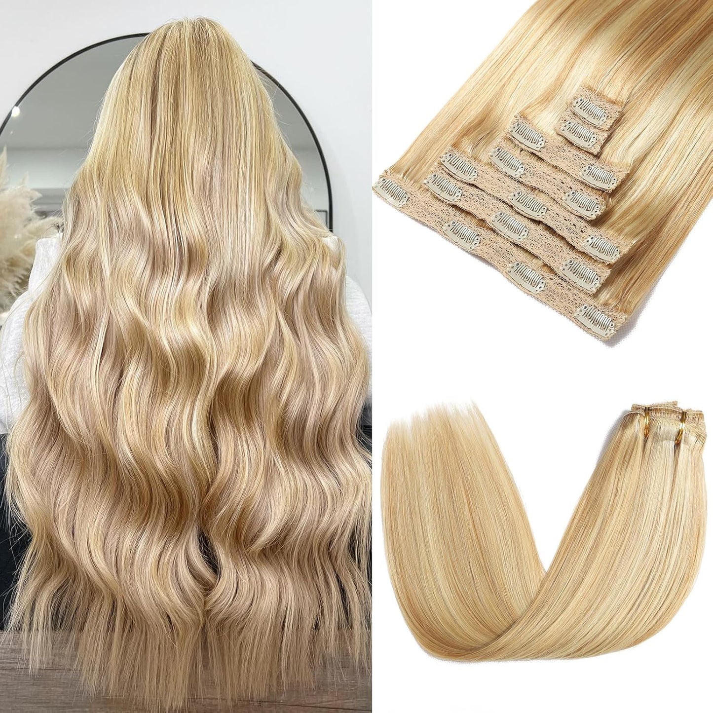 Clip in Hair Extensions Real Human Hair for Instant Volume