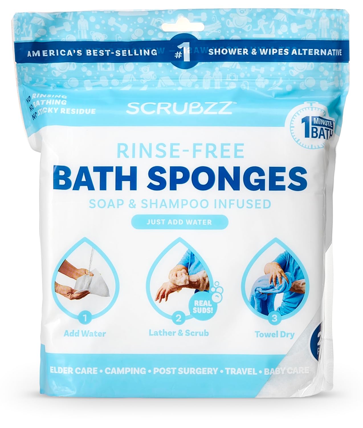 Scrubzz Bath Wipes - 25 Pack - All-in-1 Shower Cleanse
