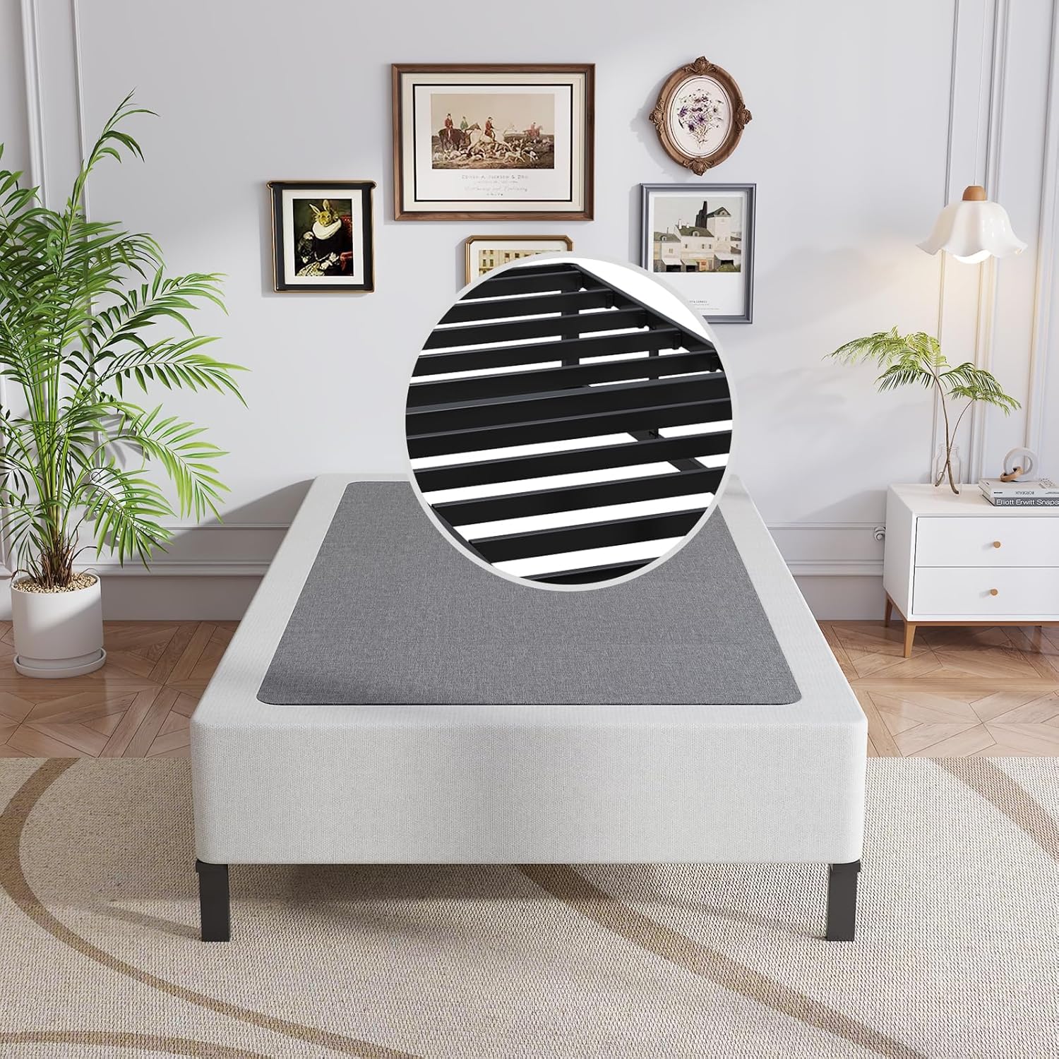 Twin Box Spring with Heavy Duty Metal Frame for Ultimate Support