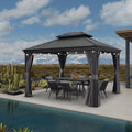 PURPLE LEAF 10 ft x 12 ft Hardtop Gazebo - Durable Double Roof Shelter