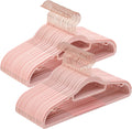 Pack of 50 Space-Saving Plastic Coat Hangers - Slim Non-Slip Pink