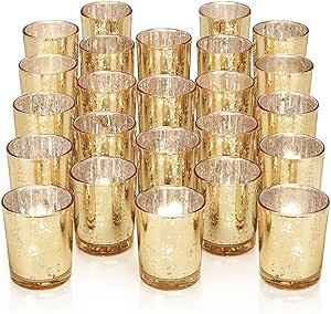 Elegant Gold Mercury Glass Votive Candle Holders for Events