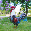 Metal Rooster Yard Decor 18in Solar Rooster Outdoor Statue - LED
