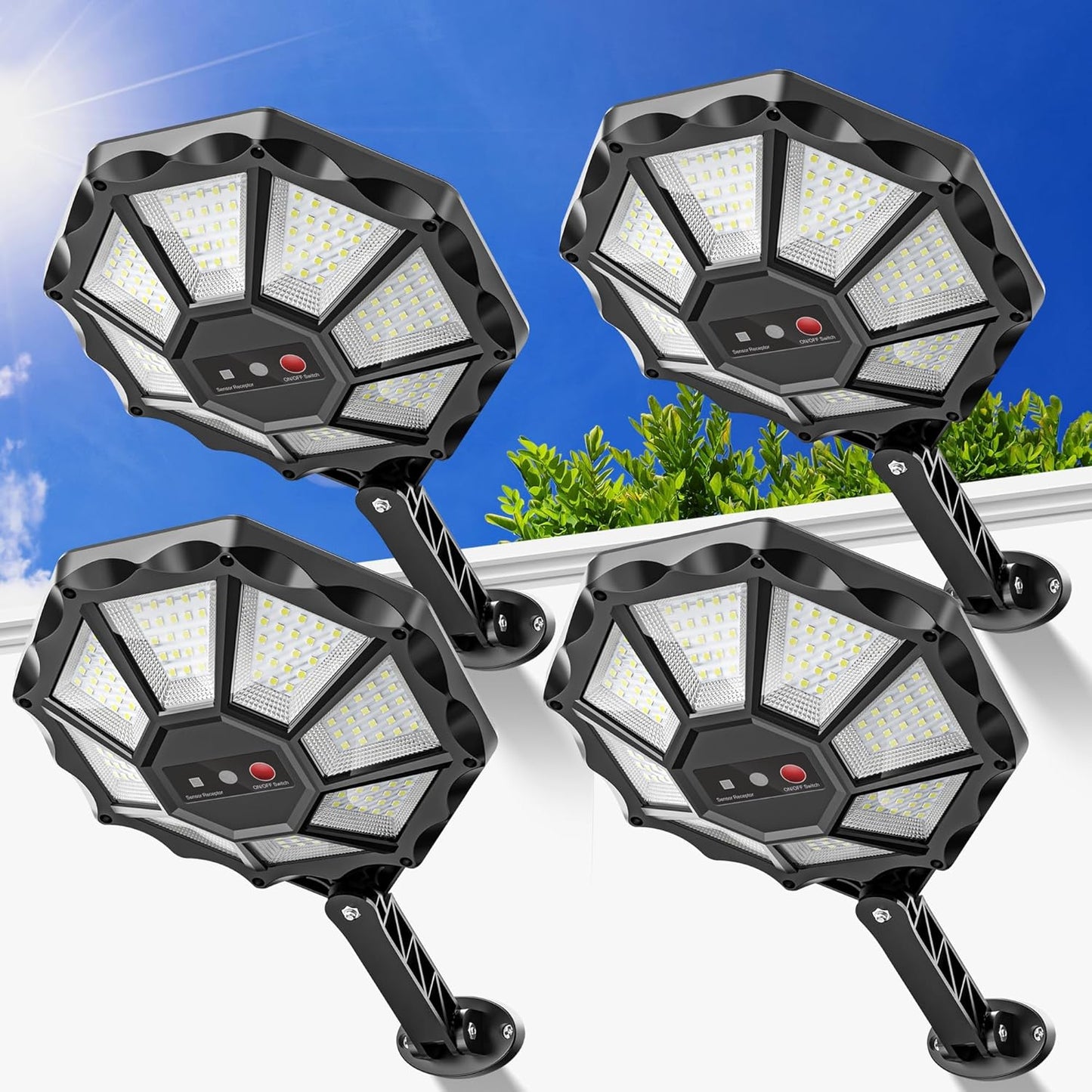 Solar Outdoor Lights with Motion Sensor for Yard and Pool Use