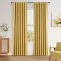 100% Blackout Linen Curtains 84 in Length 2 Panels Set - Gold