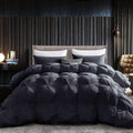 California King Black Pinch Pleat Goose Down Feather Comforter