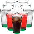 Beer Pint Glasses 16 oz Set of 10 - Green Heavy Duty Glassware