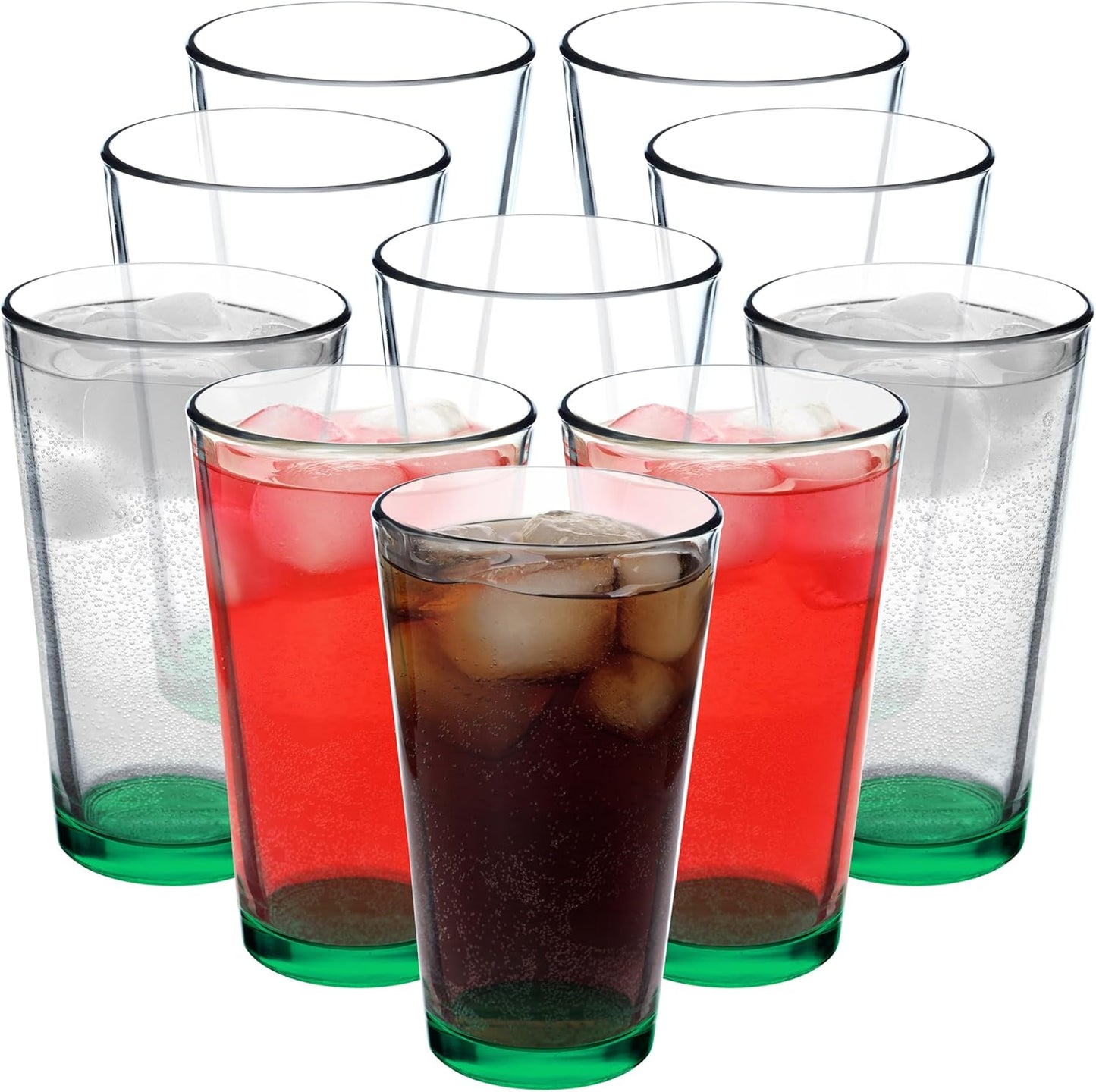 16 oz Beer Pint Glasses Set of 10 - Heavy Duty Glassware